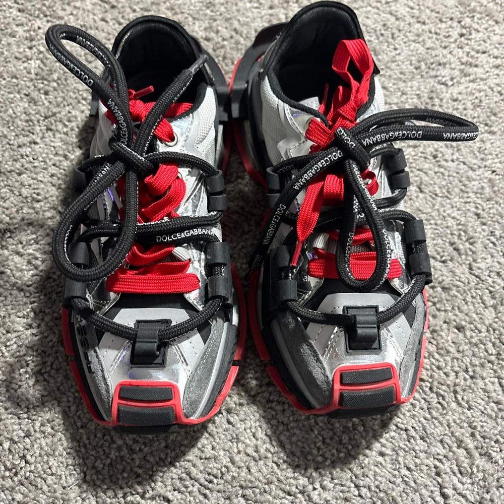 Dolce & Gabbana Kids' Black, Red, and White Sneakers